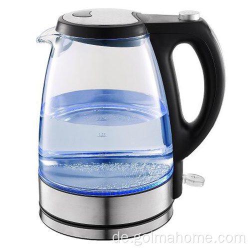 Golmahome 1,7L lang warm halten pfeifender Tee Wasserkocher aus Glas mit Heizelement Wasserkocher